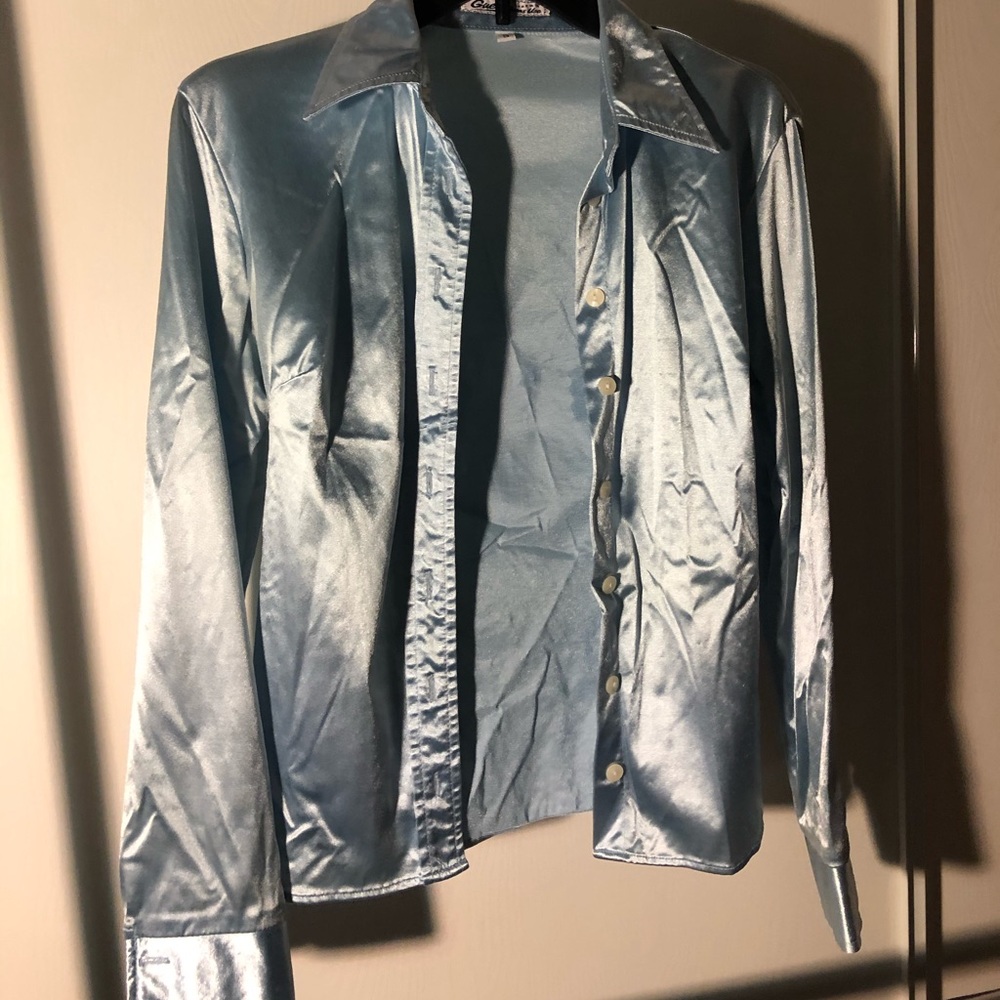 Silky blue button up, Guess
